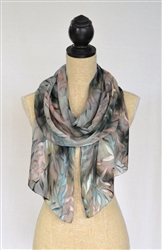 Silk Concepts Chiffon with Leaves Scarf Mulled Wine S-CS-MW-1807