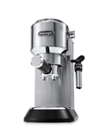 De’Longhi Dedica DeLuxe EC685M manual espresso machine with 15‑bar pump and adjustable milk frother in stainless steel