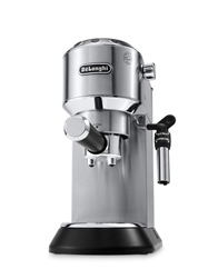Deâ€™Longhi Dedica DeLuxe EC685M manual espresso machine with 15â€‘bar pump and adjustable milk frother in stainless steel
