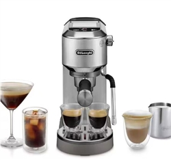 Deâ€™Longhi Dedica Duo espresso machine with cold brew function, digital touch display and steam wand â€“ compact Italian design